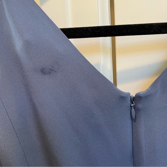 Tom And Linda Blue V-Neck Silk Dress - Picture 7 of 9